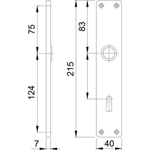Langschildpaar 202SP F2/neusilberfarbig F2 BB 72mm HOPPE