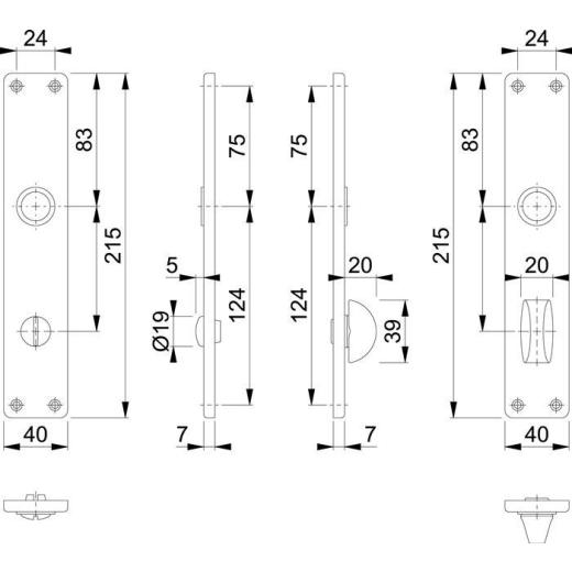 Langschildpaar 202SP F1/ naturf.F1 SK/OL 78mm HOPPE