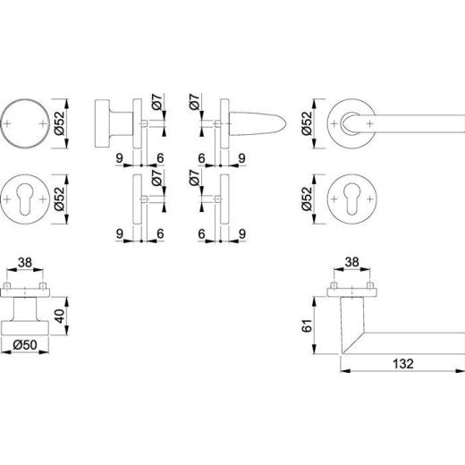 Rosettengrt.Stock.58/42KV/42KVS/1140 Alu.F1 rd.PZ DIN L/R fl.D/K HOPPE