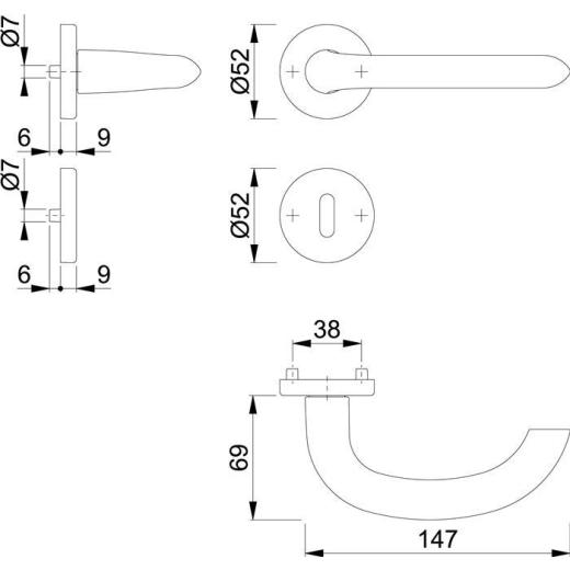 Rosettengrt.Mar.1138/42KV/42KVS Alu.F1 U-Form OB DIN L/R D/D HOPPE