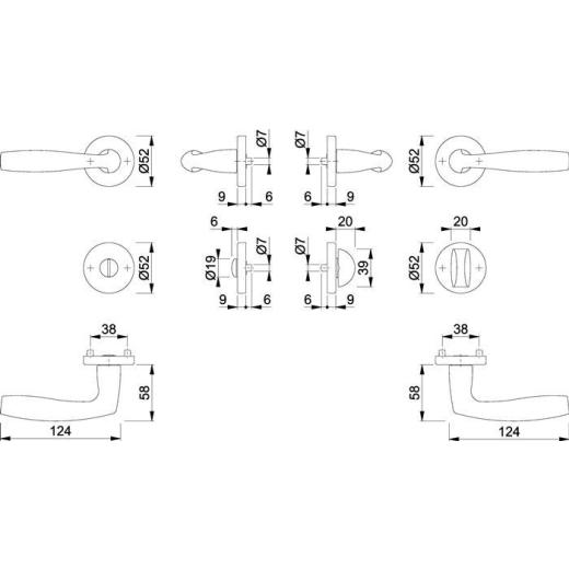 Rosettengrt.Vit.1515/42KV/42KVS Alu.F1 rd.SK/OL DIN L/R D/D HOPPE