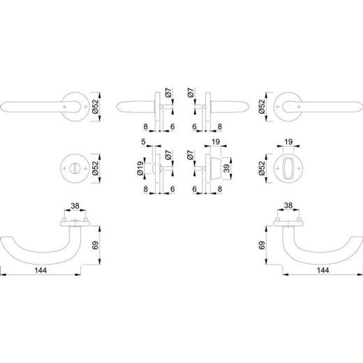 Rosettengrt.Mar.E1138Z/42KV/42KVS VA F69 U-Form SK/OL DIN L/R D/D HOPPE