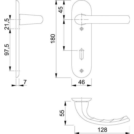Kurzschildgarnitur Tôkyô 1710/273KP Alu.F1 OB rd Drückergrt.HOPPE