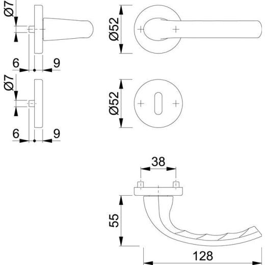 Rosettengrt.Tôkyô 1710/42KV/42KVS Alu.F1 rd.OB DIN L/R D/D HOPPE