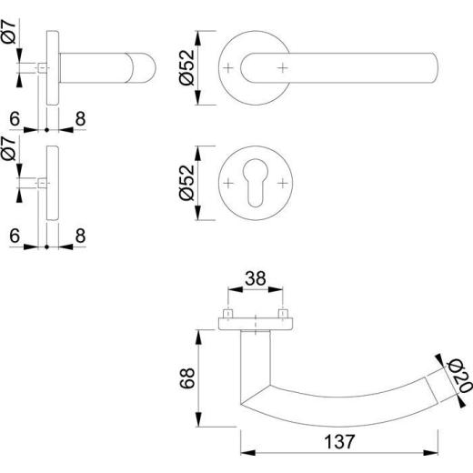 Rosettengrt.Tro.E1430Z/42KV/42KVS VA F69 rd.PZ DIN L/R D/D HOPPE