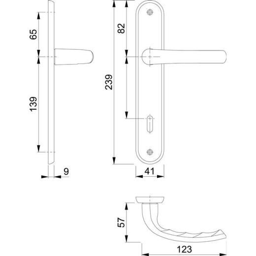 Langschildgarnitur Tôkyô M1710RH/265 MS F71 OB 72mm DIN L/R HOPPE
