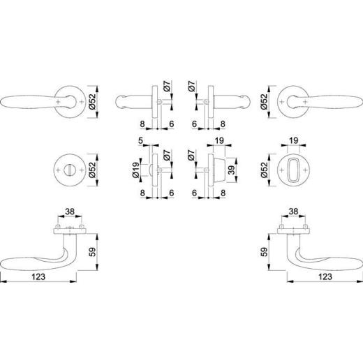 Rosettengrt.Verona E1800Z/42KV/42KVS VA F69 rd.SK/OL DIN L/R D/D HOPPE