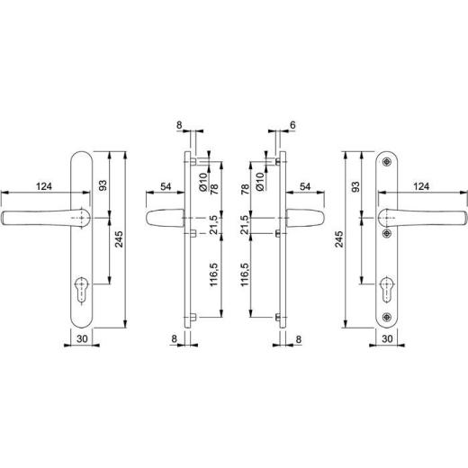 Profiltürgarnitur Tôkyô 1710RH/3346 Alu.F1 PZ f.TS 57-62mm HOPPE