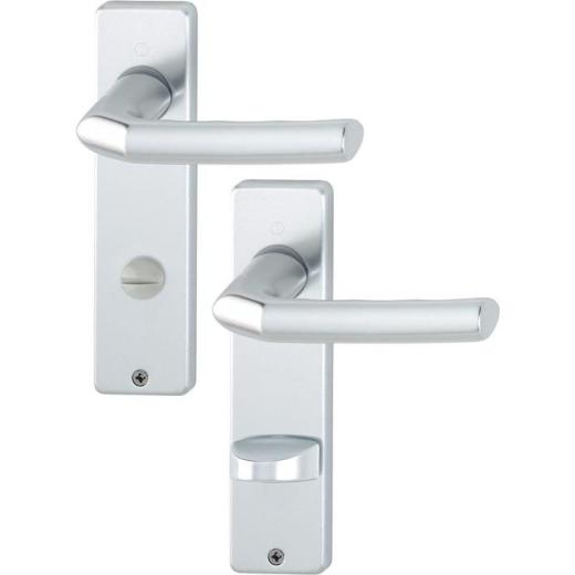 Kurzschildgarnitur Birm.1117/202KP Alu.F1 SK/OL eck.Drückergrt.HOPPE