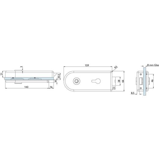 Glastürschloss 6013 PZ-Venezia VA ma PZ DIN L/R HERMAT