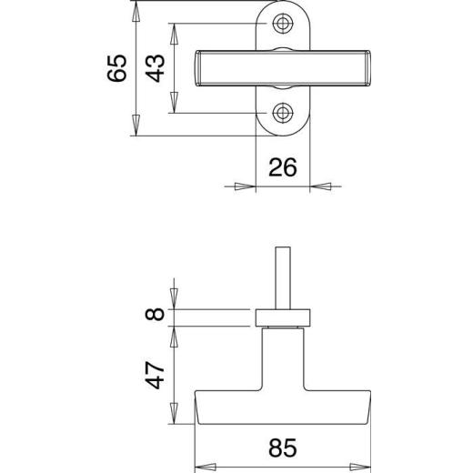 Fenstergriff 1511/0000 Alu.F2/neusilberfarbig Kreuzgriff EDI