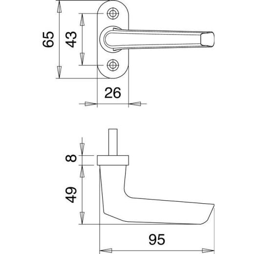 Fenstergriff 1512/0000 Alu.F2/neusilberfarbig 35mm Stand.EDI