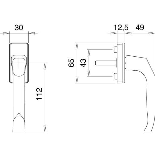 Fenstergriff 1003/1035 Alu.35mm F2/neusilberfarbig Stand.EDI