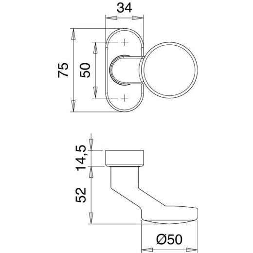 Profiltürknopf 2033/1610 Material VA EST 4-KT.8mm fest/drehbar EDI