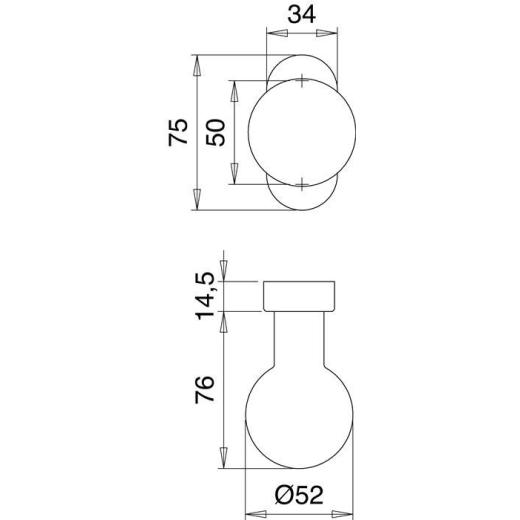 Profiltürknopf 2033/5010 Material VA EST 4-KT.8mm fest/drehbar EDI