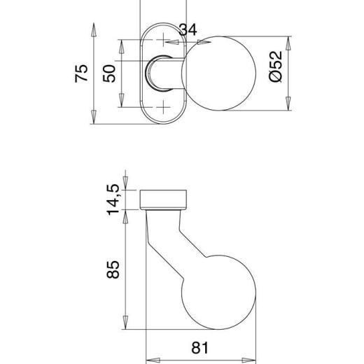 Profiltür-Knopf 2033/4010 Material VA EST fest/drehbar EDI