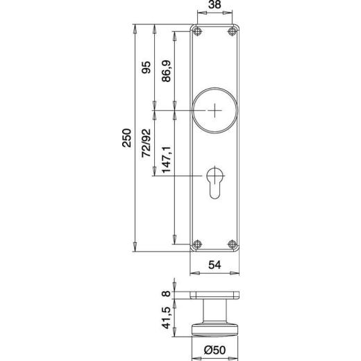 Knopf-Renovierschild 344 H VA EST 92mm PZ EDI
