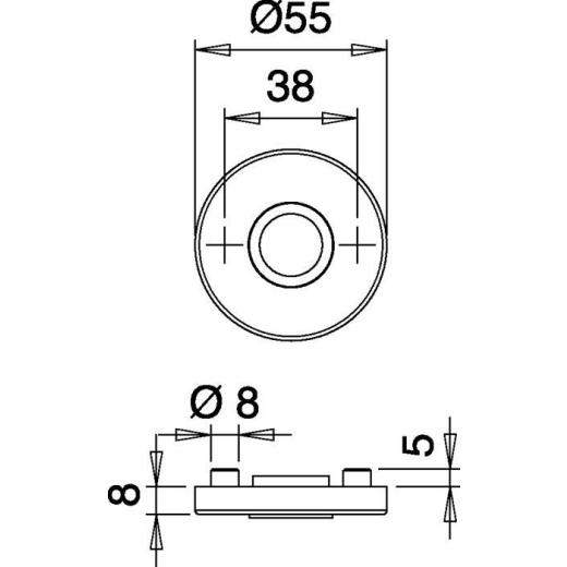 Dr.-Ros.051/1 VA EST Schildst.8mm Drückerloch rd.EDI