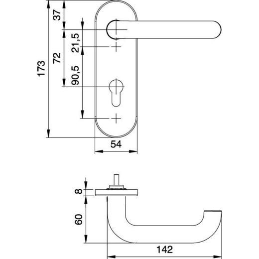 FS-Garnitur Targa/K FS 103/103 AP VA F00 D/D TS 40-65mm PZ rd DIN L/R EDI