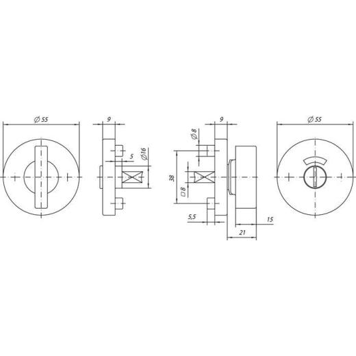 Schlüsselrosette 7122 WC AL Alu.F1 Schildst.9mm WC rd.OGRO