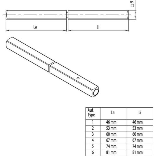 Panik-Stift 120 FS SECURE 4-KT.9mm TS 58-64mm geteilter Vollstift OGRO