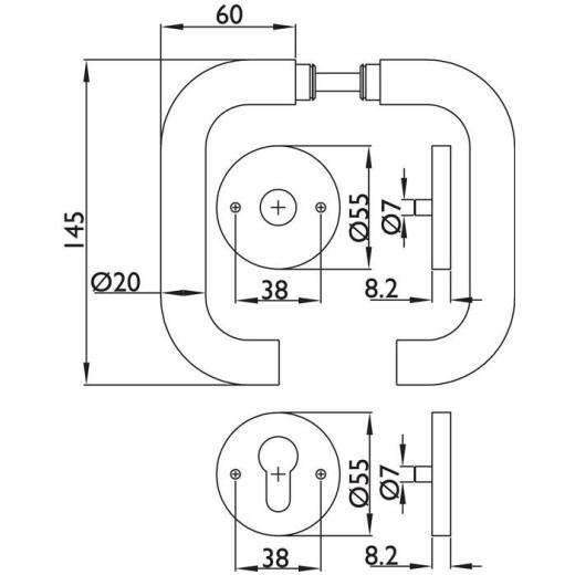 FS-Garnitur Basic 2 VA 62 D/K TS 40?58mm PZ rd DIN L/R HERMAT