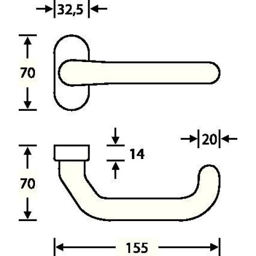 Profiltür-Drückerlochteil 06 1146 Alu.0105 ov.8mm gekr.FSB