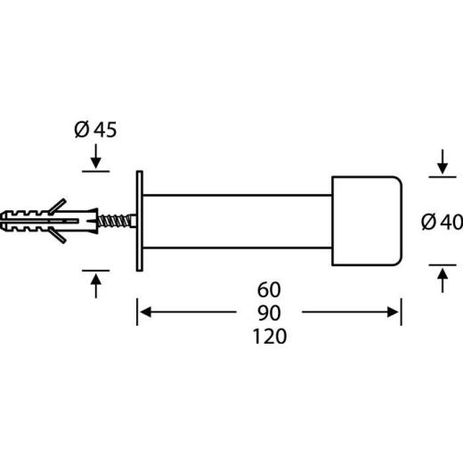 Wandtürpuffer 38 3880 Alu.naturf./F1 L.120mm FSB
