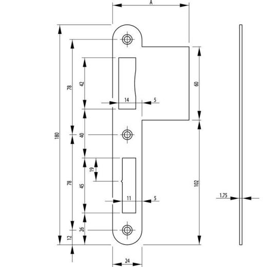 Lappenschließblech B 9000 VA rd.B.24xL.180mm DIN L BKS