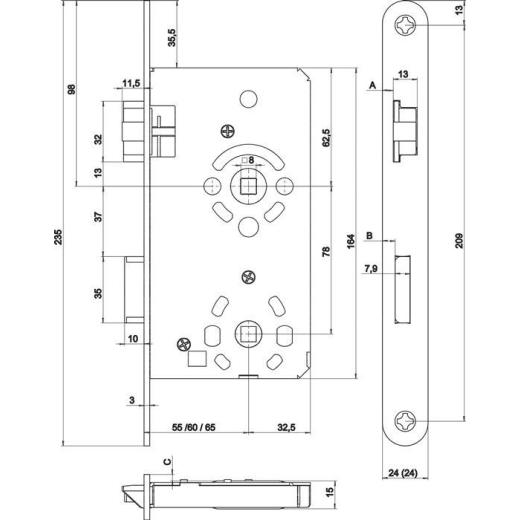 ZT-Einsteckschl.BAD 20/ 55/78/8mm DIN L silber rd Kl 3 Zinkdruckg.SSF