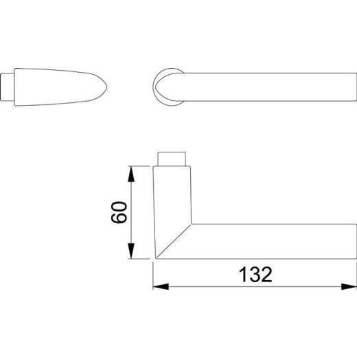 Türdrückerlochteil Stock.1140 Alu.F1/naturf.4-KT.8mm DIN L/R HOPPE