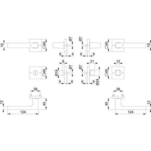 Rosettengrt.Dallas M1643/843KV/843KVS MS F96-1-R quad.SK/OL DIN L/R D/D HOPPE