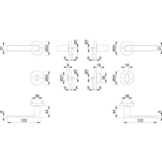 Rosettengrt.Los Angeles M1642/42KV/42KVS MS F96-1-R rd.SK/OL DIN L/R D/D HOPPE