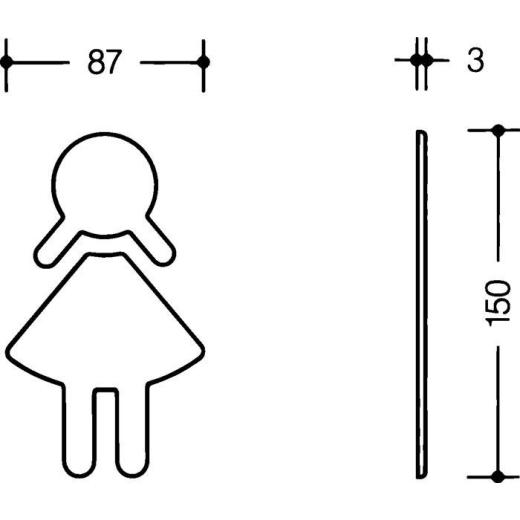 Symbol Frau 801.91B020 PA Farb-Nr.90 B.87mm H.150mm S.3mm HEWI