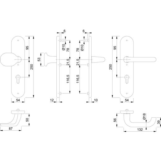 Schutzgarnitur Paris 86G/3331/3310/138L Alu.F4 72mm 37-47mm HOPPE