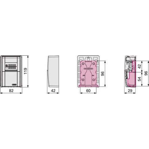Schlüsseltresor 787 LED H119xB82xT42mm m.LED Zahlenschl.ABUS