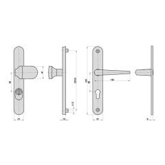 Aluminium-Vollmaterial-Schutzbeschlag, | Schmalrahmenschild rund (PZ), Wechsel-Garnitur mit Zylinderabdeckung