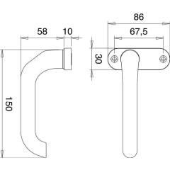 Profiltürdrückerlochteil 1391/0000 Alu.F1 ov.8mm gekr.EDI