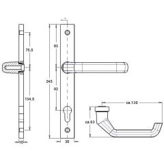 Profiltürgarnitur 2312/9203 Alu.F1 PZ TS 68-77mm EDI