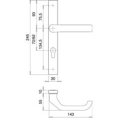 Profiltürgarnitur 2312/9203 Alu.F1 PZ TS 68-77mm EDI