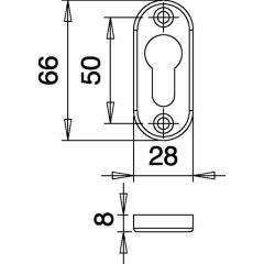 Schlüsselrosette 3393/0000 Alu.F1 Schildst.8mm PZ ov.EDI