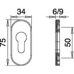 Schlüsselrosette 0811/9003 VA EST Schildst.9mm PZ ov.EDI