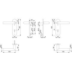 Kurzschildgarnitur Ams.E1400Z/353K VA F69 OB rd Drückergrt.HOPPE