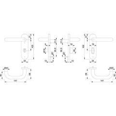 Kurzschildgarnitur Paris E138/353KH VA F69 RWSK/OL rd Drückergrt.HOPPE