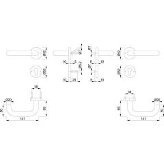 FS-Garnitur Paris FS-E138/42H/42HS AP VA F69 D/D TS 40-65mm PZ rd.DIN L/R HOPPE