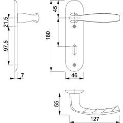Kurzschildgarnitur NY 1810/273KP Alu.F1 OB rd Drückergrt.HOPPE