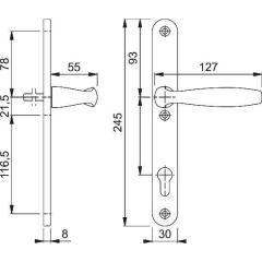 1/2 Profiltür-Garnitur NY 1810/3346SN Alu.F9016 PZ HOPPE