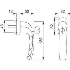 Fenstergriff NY 0810S/U10 Alu.F9016/verkehrsweiß 35mm abschl.HOPPE