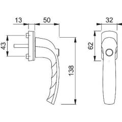 Fenstergriff NY 0810SV/U10 Alu.F9016/verkehrsweiß 35mm selbstsperrend HOPPE