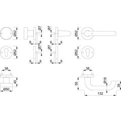 Rosettengrt.Paris 58/42KV/42KVS/138L Alu.F1 U-Form PZ DIN L/R fl.D/K HOPPE